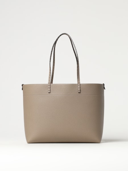 Fendi: Borsa Selleria Roll Medium Fendi in Cuoio Romano a grana naturale