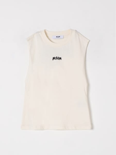 Canotta in cotone con stampa logo MSGM Kids