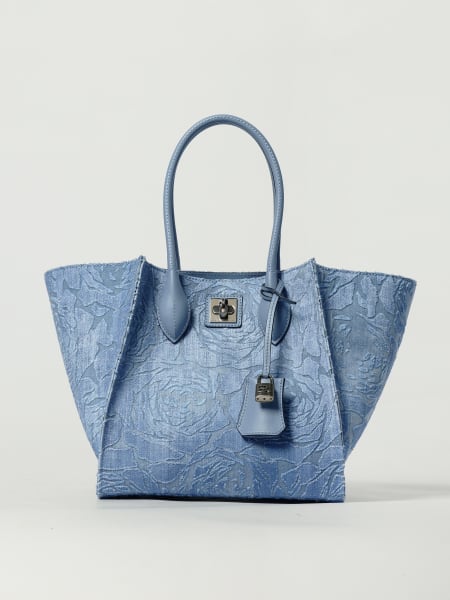 Borsa Ermanno Scervino in denim con motivo floreale