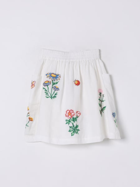 Gonna in cotone e lino ricamata Stella McCartney Kids