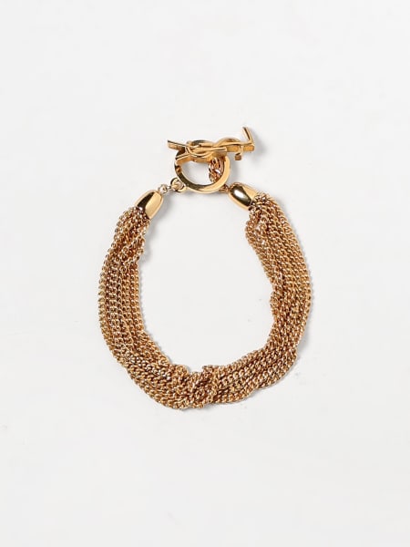 Saint Laurent: Bracciale Saint Laurent in maglia di ottone