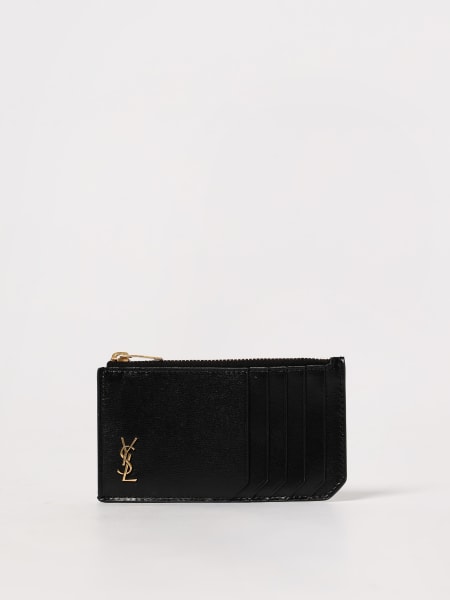 Saint Laurent: Portacarte di credito Fragments Tiny Cassandre Saint Laurent in pelle