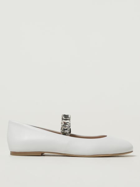 Ballerina Casadei in pelle con fettuccia gioiello >