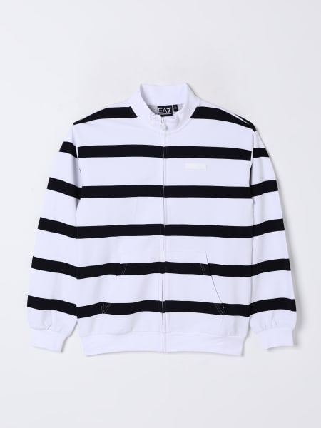 Ea7: Cardigan a righe in cotone EA7