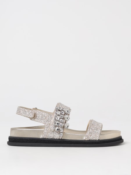 Jimmy Choo: Sandalo Verity Jimmy Choo in pelle glitter con cristalli