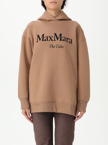 Felpa con cappuccio e maxi logo Max Mara in misto cotone>