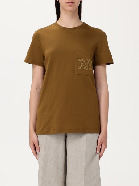 Tシャツ・カットソー MAX MARA STUDIO Women Tunic Tops 2516191014600UMILE038 GREEN Printed silk tunic dress, olive green | 