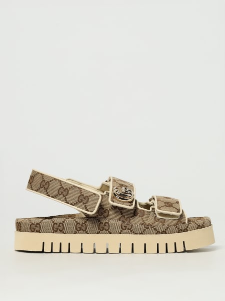 Sandalo GG Gucci in misto cotone con monogram jacquard >