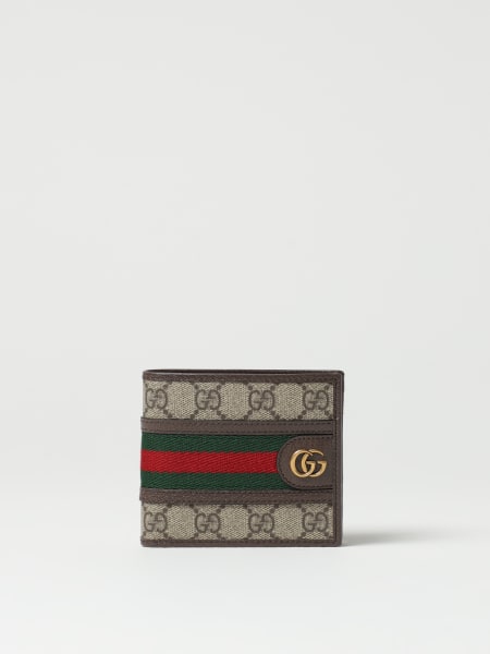 Portafoglio Ophidia Gucci in tessuto GG Supreme e pelle a grana