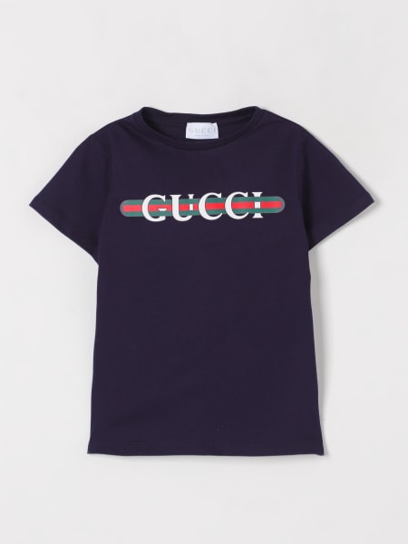 Gucci: T-shirt in cotone con stampa logo Web