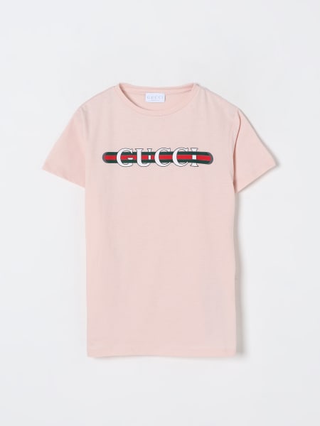 Gucci: T-shirt in cotone con stampa logo Web
