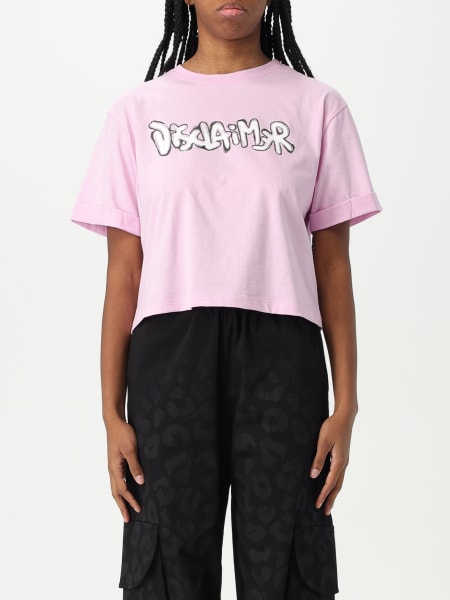 Disclaimer: T-shirt crop in cotone con stampa logo Disclaimer