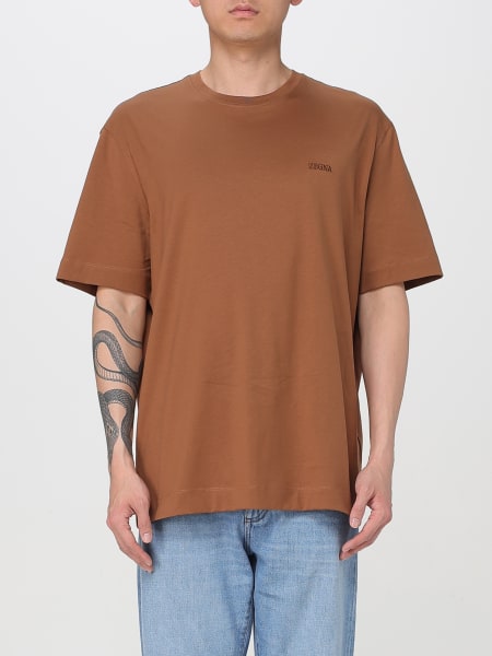 Tシャツ・カットソー ERMENEGILDO ZEGNA Men T Shirts RUFC25A9 C10 272 Brown Designer T-shirts for Men | ZEGNA