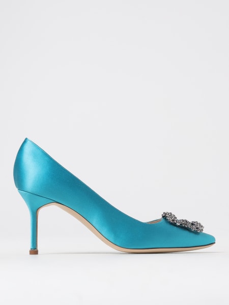 Manolo Blahnik: Décolleté Hangisi Manolo Blahnik in raso con fibbia gioiello