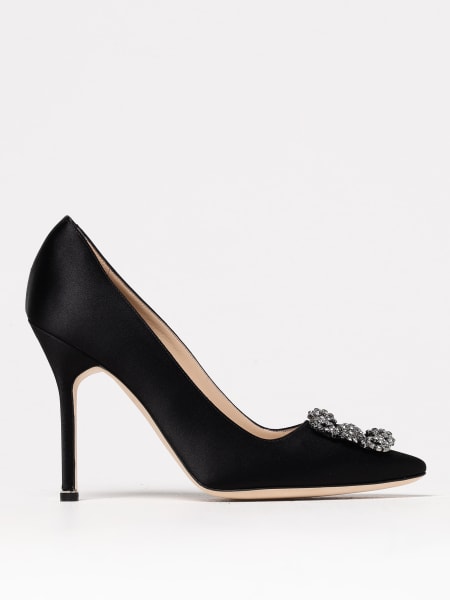 Manolo Blahnik: Décolleté Hangisi Manolo Blahnik in raso con fibbia gioiello