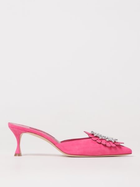 Manolo Blahnik: Mules Manolo Blahnik in camoscio con fibbia gioiello