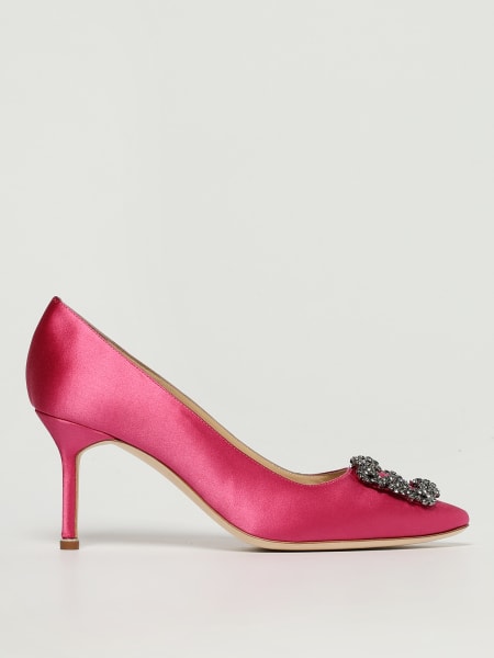 Manolo Blahnik: Décolleté Hangisi Manolo Blahnik in raso con fibbia gioiello