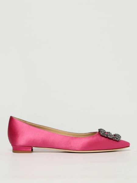 Manolo Blahnik: Ballerina Manolo Blahnik in raso con fibbia gioiello