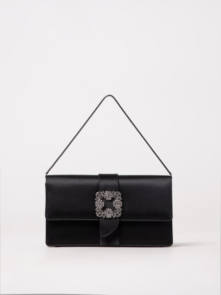 Manolo Blahnik: Clutch Capri Manolo Blahnik in raso con fibbia gioiello