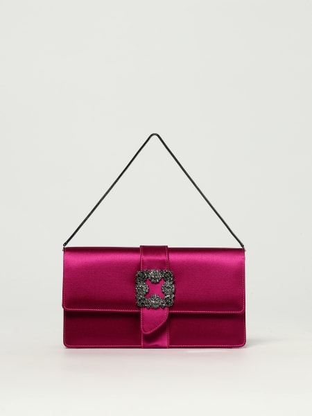 Manolo Blahnik: Clutch Capri Manolo Blahnik in raso con fibbia gioiello