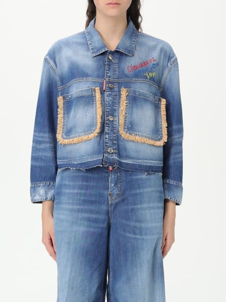 ジャケット DSQUARED2 Woman Jacket Denim S73AM0358 S30341 470 Dsquared2 DSQUARED2 Women Denim Jackets S30341 S73AM0358 470