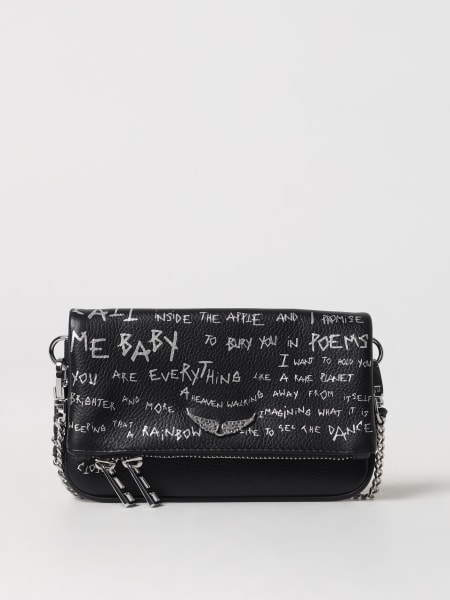 Zadig & Voltaire: Pochette Rock Nano Zadig & Voltaire in pelle a grana con stampa Graffiti