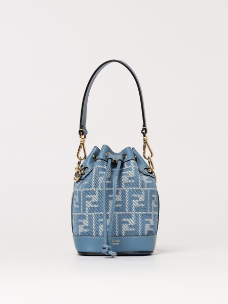Borsa Fendi: Borsa Mon Tresor Fendi in pelle e denim con monogram FF jacquard