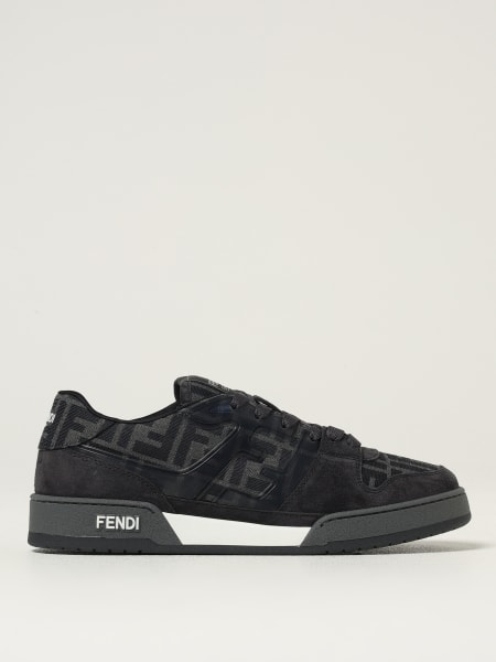 Sneakers Match Fendi in camoscio e misto cotone jacquard