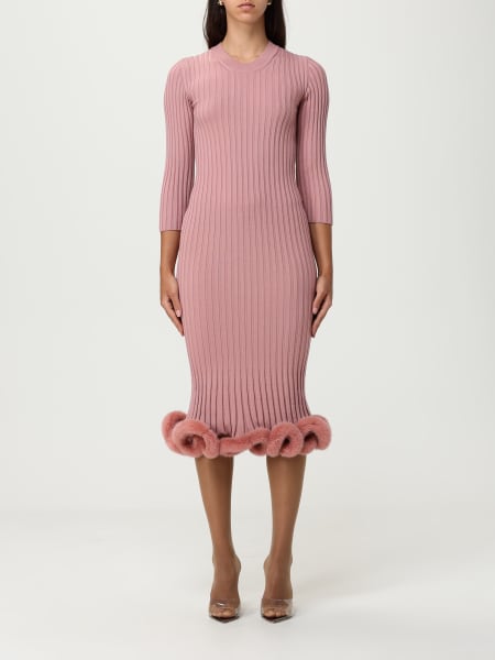 Abito Fendi in lana con inserto in pelliccia