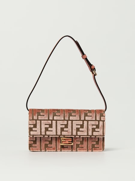 Wallet On Chain Baguette Fendi in cotone e ciniglia
