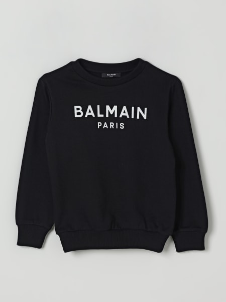 Felpa a girocollo in cotone con logo Balmain
