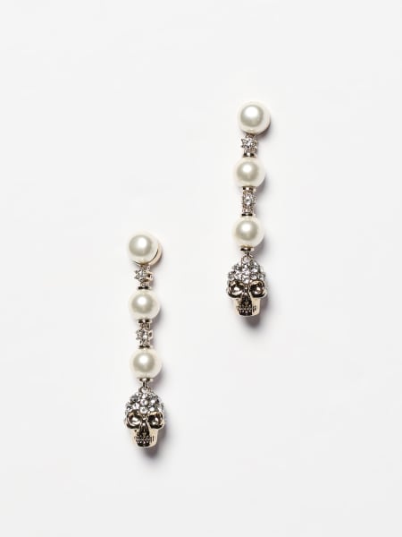Orecchini Skull McQueen in ottone con strass e perle sintetiche