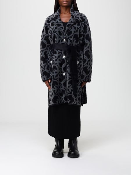 Cappotto Zante similpelliccia jacquard logo Pinko