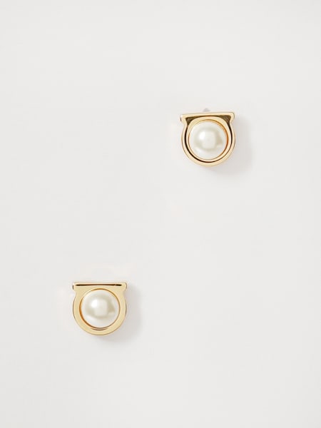 Orecchini Gancini Ferragamo in ottone con perla sintetica