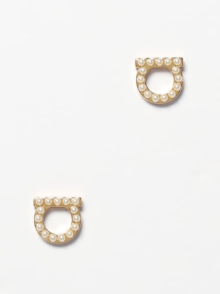 Orecchini Gancini Ferragamo in ottone con perle sintetiche