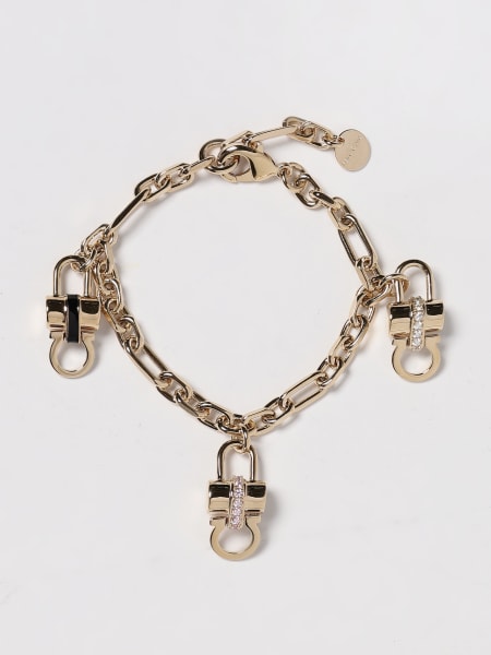 Bracciale Gancini Ferragamo in ottone e strass con charms