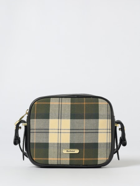 Borsa Barbour in canvas stampa tartan e pelle a grana