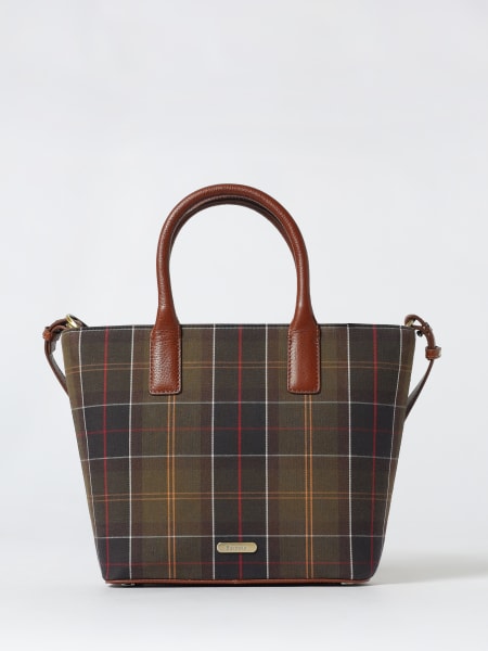 Borsa Birch Barbour in canvas stampa tartan e pelle a grana