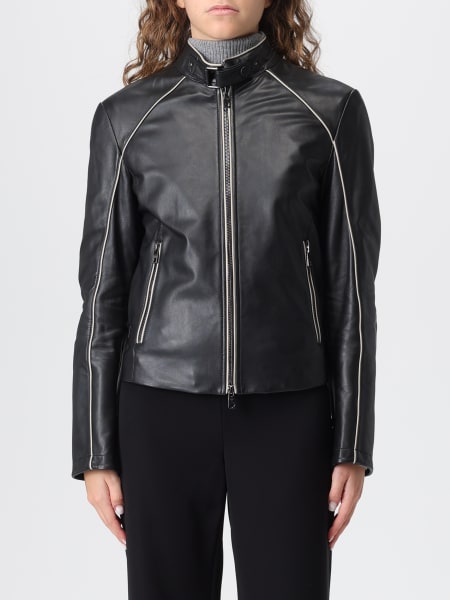 Emporio Armani nappa leather jacket with contrasting edges