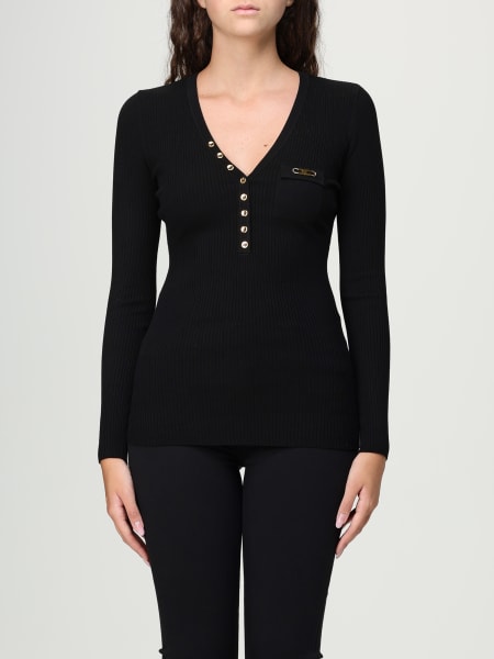 Maglia a v in misto seta con logo Elisabetta Franchi