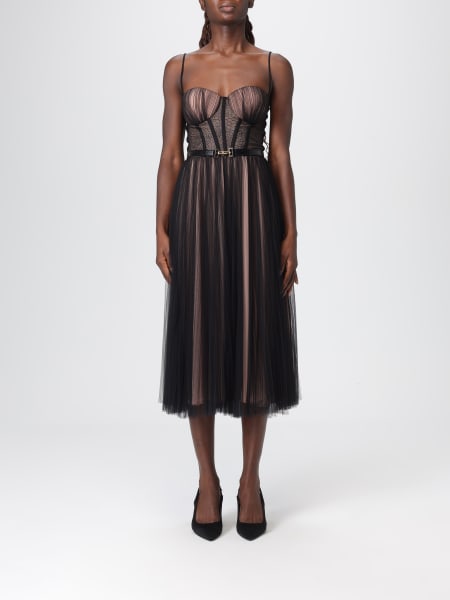 Abito midi Elisabetta Franchi in tulle plissettato