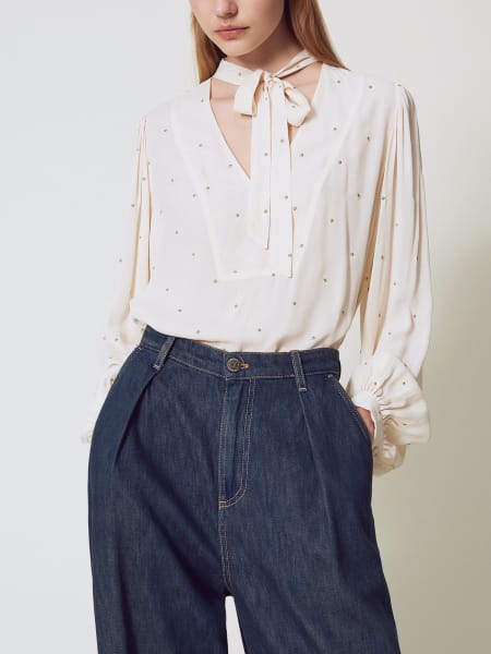 Twinset viscose blouse with polka dots