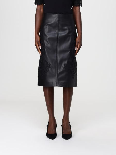 Gonna midi Twinset in pelle sintetica con ricamo