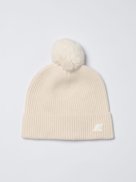 Cappello K-Way in lana a coste con pompon