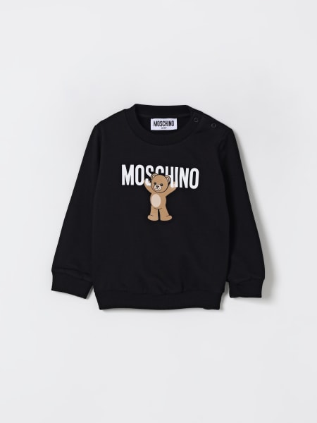 Felpa a girocollo in cotone con logo Teddy Bear Moschino
