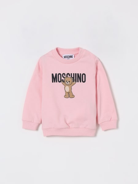Felpa a girocollo in cotone con logo Teddy Bear Moschino