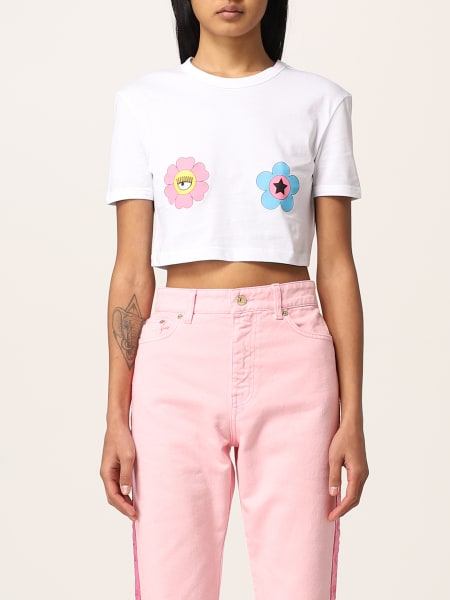 Chiara Ferragni cropped T-shirt with Eyestar flowers print