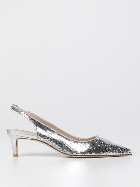 Stuart Weitzman: Slingback Stuart Weitzman in pelle laminata con paillettes