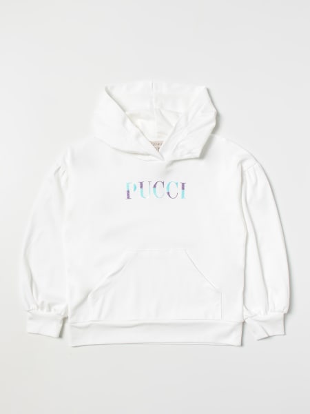 Emilio Pucci Junior embroidered-logo hoodie - Neutrals