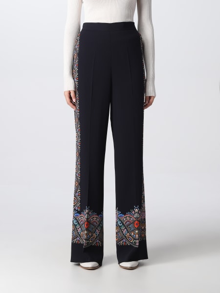 Etro donna: Pantalone palazzo Etro con motivi floreali ramage